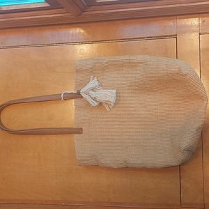 Large straw material beach bag